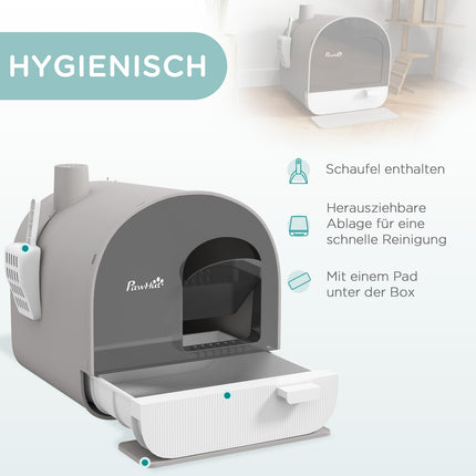 Katzentoilette mit Deckel und ausziehbarer Schublade - Grau 5 kg