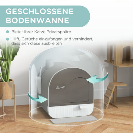 Katzentoilette mit Deckel und ausziehbarer Schublade - Grau 5 kg