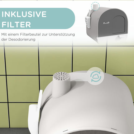 Katzentoilette mit Deckel und ausziehbarer Schublade - Grau 5 kg