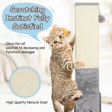 Arbre à chat à griffer, poteau en sisal de 79 cm, brosse de massage, balles