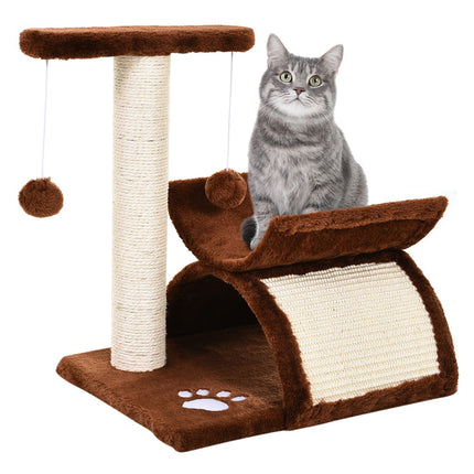 Katzenkratzbaum mit Spielball, braun, 40x30x43 cm