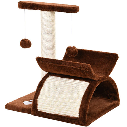 Katzenkratzbaum mit Spielball, braun, 40x30x43 cm