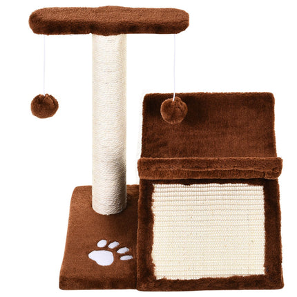 Katzenkratzbaum mit Spielball, braun, 40x30x43 cm