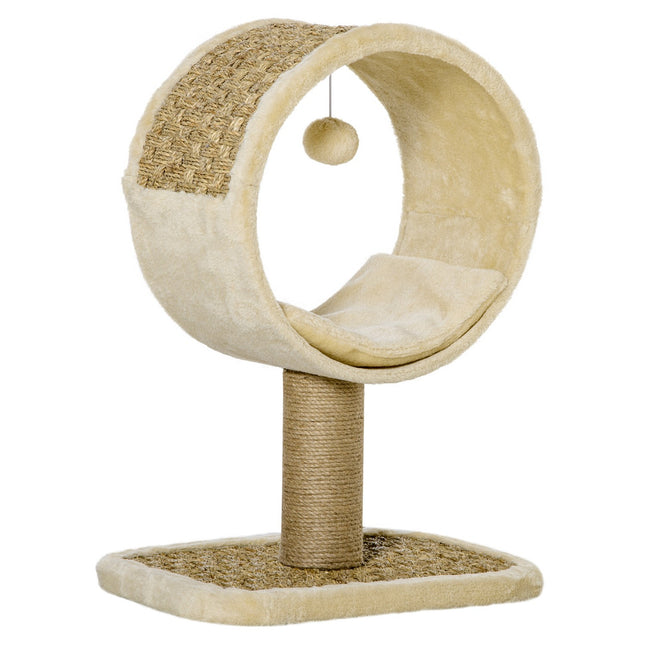 Arbre À Chat Petit, Idéal Pour Un Chat, Avec Tronc Et Jouets En Jute, Arbre Grimpant, Kaki + Marron Clair, 40 X 30 X 56 Cm