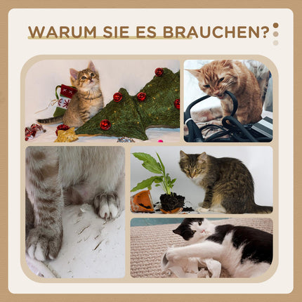 Cat Scratching Tower: 2 Caves, Rope Posts, Plush, Gray