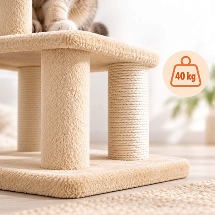 Cat Stairs with 3 Steps and Sisal Posts, 6-in-1 Adjustable – Beige, Max. 40 kg