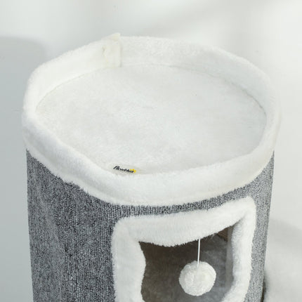 Arbre à chat à 3 niveaux, poteaux en sisal, gris, 101 cm
