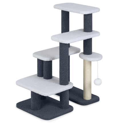 Arbre à chat avec poteau en sisal et 4 plateformes, gris