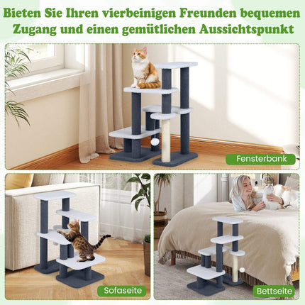 Arbre à chat avec poteau en sisal et 4 plateformes, gris
