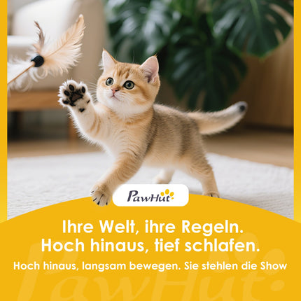 Katzenkratzbaum mit waschbarem Bett, 96 cm, 3 Höhlen, Grau