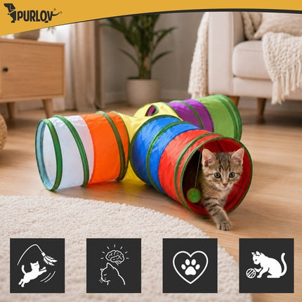 Ensemble de jouets pour chat comprenant un tunnel, une canne à pêche, des balles et des souris – 24 pièces