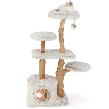 Arbre à chat 135 cm avec grotte, siège moelleux et griffoirs