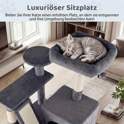 Katzenbaum 158cm mit Hängematte und Kratzbäumen, Dunkelgrau
