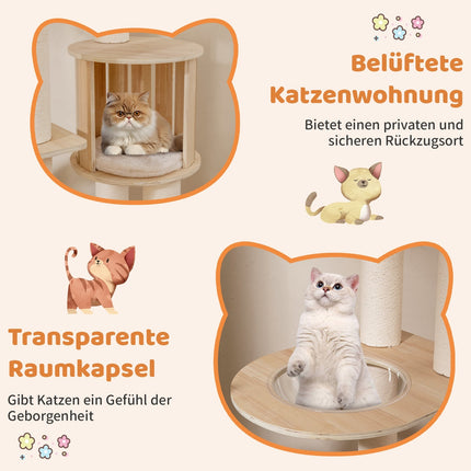 Arbre à chat 185 cm avec poteaux épais, cachette et capsule