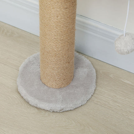 Arbre à chat, 5 niveaux, poteaux en sisal, tissu peluche, gris clair