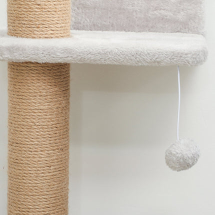 Arbre à chat, 5 niveaux, poteaux en sisal, tissu peluche, gris clair