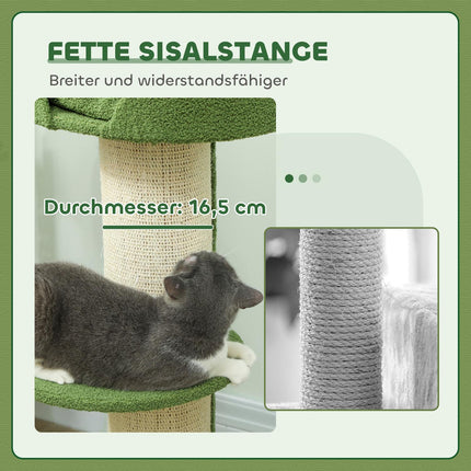 Katzenbaum 91cm mit Bett, Plattformen, Sisalstämmen, Grün
