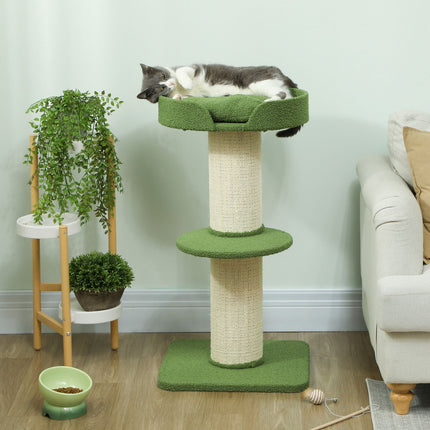 Katzenbaum 91cm mit Bett, Plattformen, Sisalstämmen, Grün