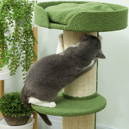Katzenbaum 91cm mit Bett, Plattformen, Sisalstämmen, Grün