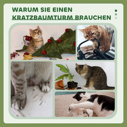 Katzenbaum 91cm mit Bett, Plattformen, Sisalstämmen, Grün