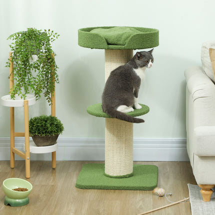 Katzenbaum 91cm mit Bett, Plattformen, Sisalstämmen, Grün