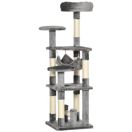 Arbre À Chat Arbre À Chat Arbre À Chat Tour De Jeu Pour Chat Arbre À Chat Arbre À Chat Arbre À Chat Hamac Gris L40 X L40 X H132 Cm