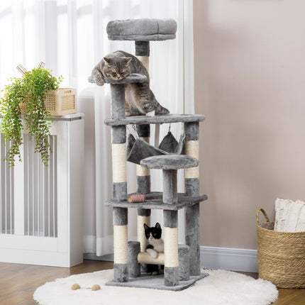 Arbre À Chat Arbre À Chat Arbre À Chat Tour De Jeu Pour Chat Arbre À Chat Arbre À Chat Arbre À Chat Hamac Gris L40 X L40 X H132 Cm