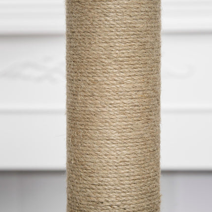 Katzenkratzbaum Aktivitätszentrum – Grau Jute Plüsch, 67x38.5x114 cm