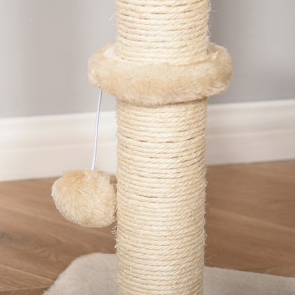Katzenkratzbaum mit Kratzstamm und Höhle, beige, 100 cm hoch
