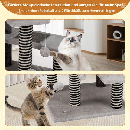 Katzenbaum, 93 cm, Kratzstämme aus Sisal & Jute, Grau