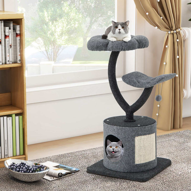 Arbre à chat avec structure métallique, modèle Condo, 89 cm, gris