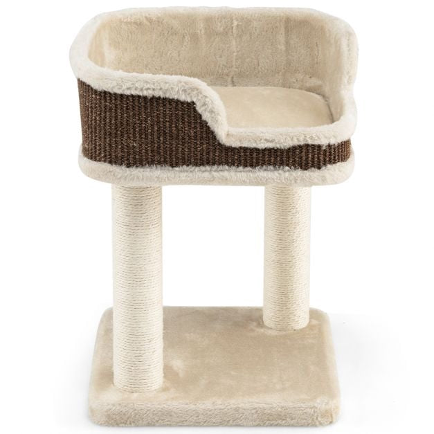 Arbre à chat avec plateforme supérieure, poteaux en sisal, beige