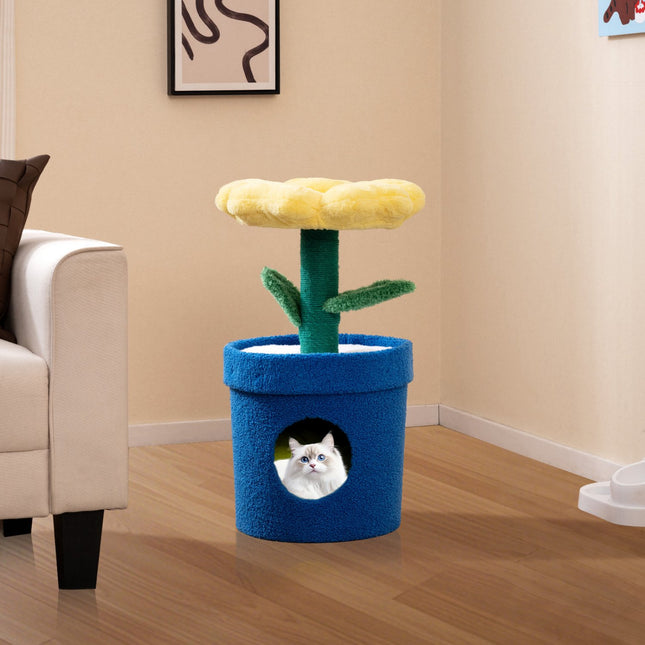 Arbre à chat pour chats d'intérieur – Perchoir fleuri, Condo, 72 cm