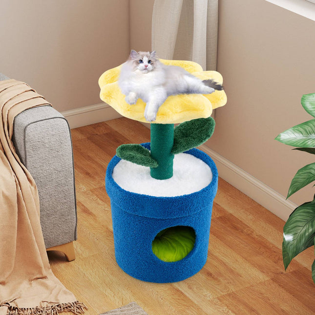 Arbre à chat pour chats d'intérieur – Perchoir fleuri, Condo, 72 cm