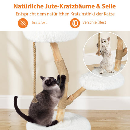 Katzenbaum mit 3 Plüsch-Plattformen, Jutesäulen, 90 cm