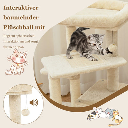 Arbre à chat avec niche, siège moelleux, 85 cm, beige