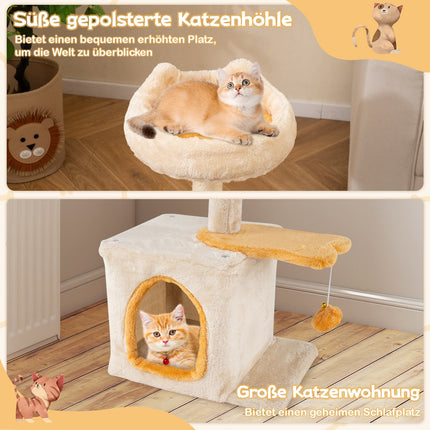 Katzenbaum mit fischförmiger Plattform, Sisalstämmen, Plüschsitz