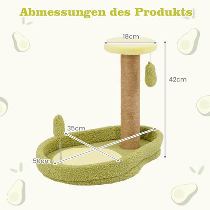 Katzenbaum mit Jutestämmen und Avocado-Spielzeug, 50cm