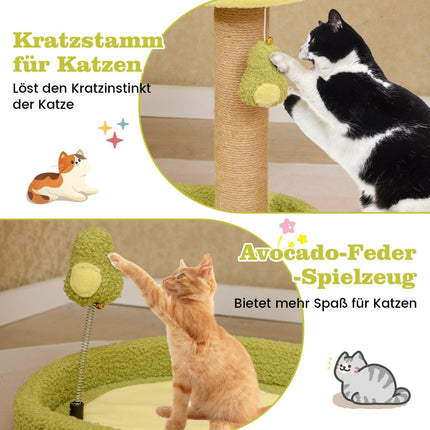 Katzenbaum mit Jutestämmen und Avocado-Spielzeug, 50cm