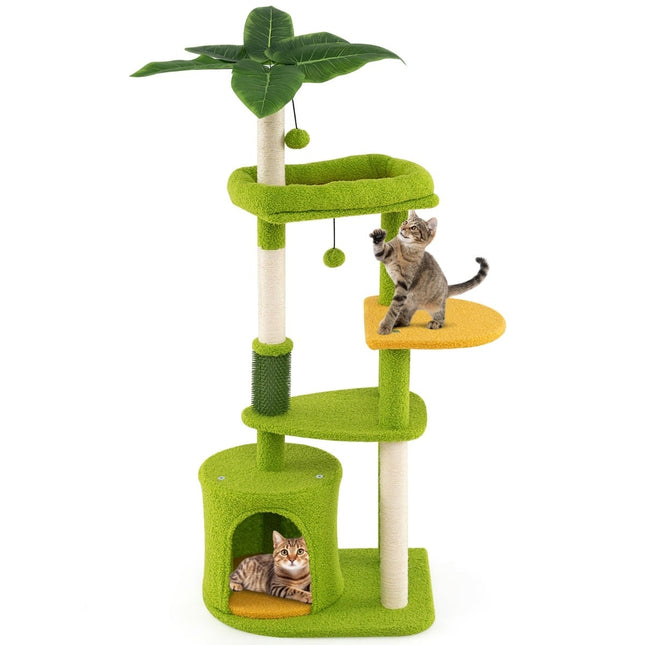 Arbre à chat avec plateformes et poteaux à griffer, 122 cm