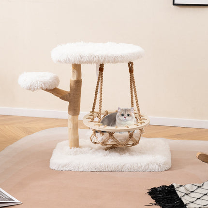 Katzenbaum mit Sisalstange und Hängemulde, 4 Ebenen