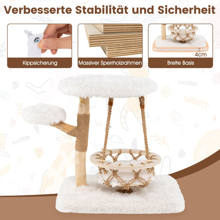 Katzenbaum mit Sisalstange und Hängemulde, 4 Ebenen