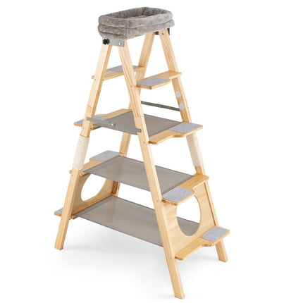 Arbre à chat avec poteaux en sisal, plateau rembourré et design pliable