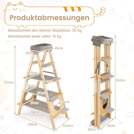 Arbre à chat avec poteaux en sisal, plateau rembourré et design pliable