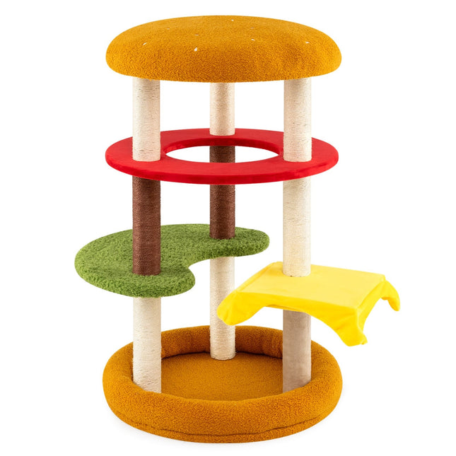 Arbre à chat avec poteaux, plateformes et couchage en sisal, 106 cm