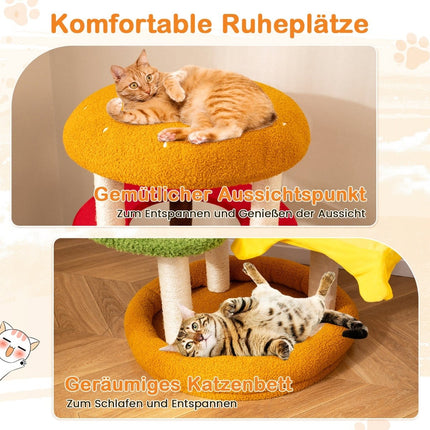 Katzenbaum mit Sisalstämmen, Plattformen und Bett, 106 cm