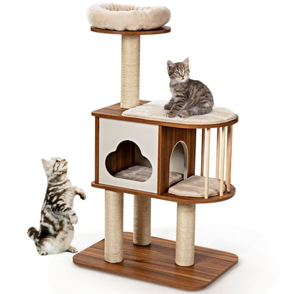 Arbre à chat avec coussins lavables, en bois, 3 niveaux