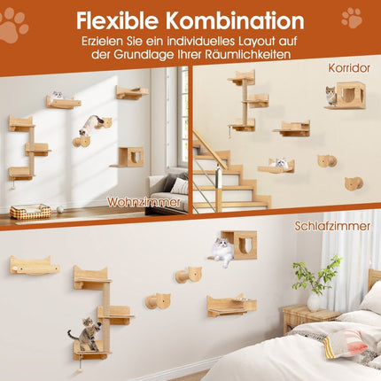 Ensemble d'escalade mural pour chat avec hamac, griffoirs et maison