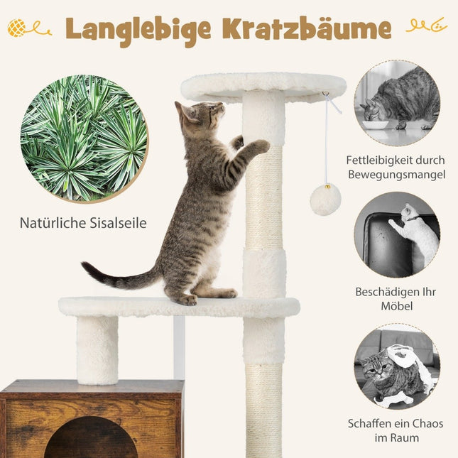 Katzenschrank mit Kratzbaum All-in-1 Katzenhaus aus Holz Braun 77,5 x 48,5 x 132 cm