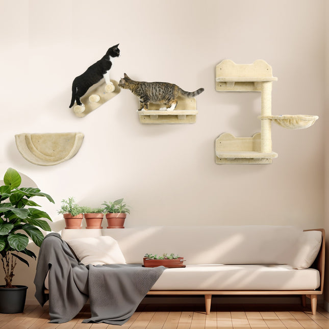 Katzen-Kletterwand-Set mit Treppen & Hängematte für kleine Katzen
